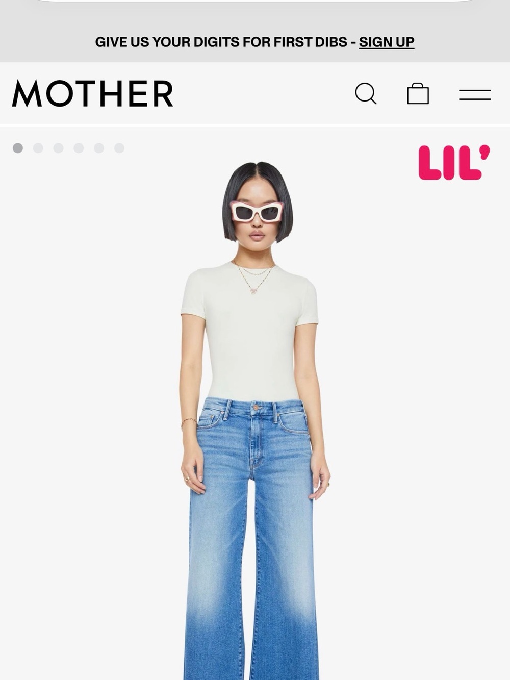 MOTHER Light Blue Lil' High-Rise Wide-Leg Jeans